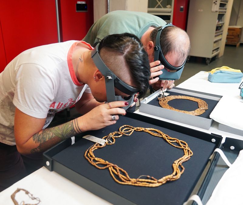 The artist working at the British Musuem 